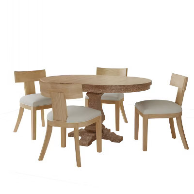 Christopher Knight Home Castner 5-Piece Rustic Expandable Fabric and Rubberwood Dining Set, Beige/Tan | Target
