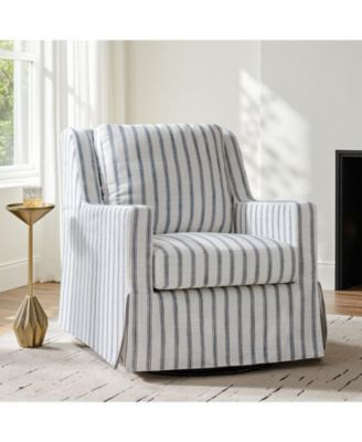 Hulala Home Lillie 30" W Farmhouse Slipcovered Down-blend Swivel Rocking Chair with Pillow Back -... | Macy's