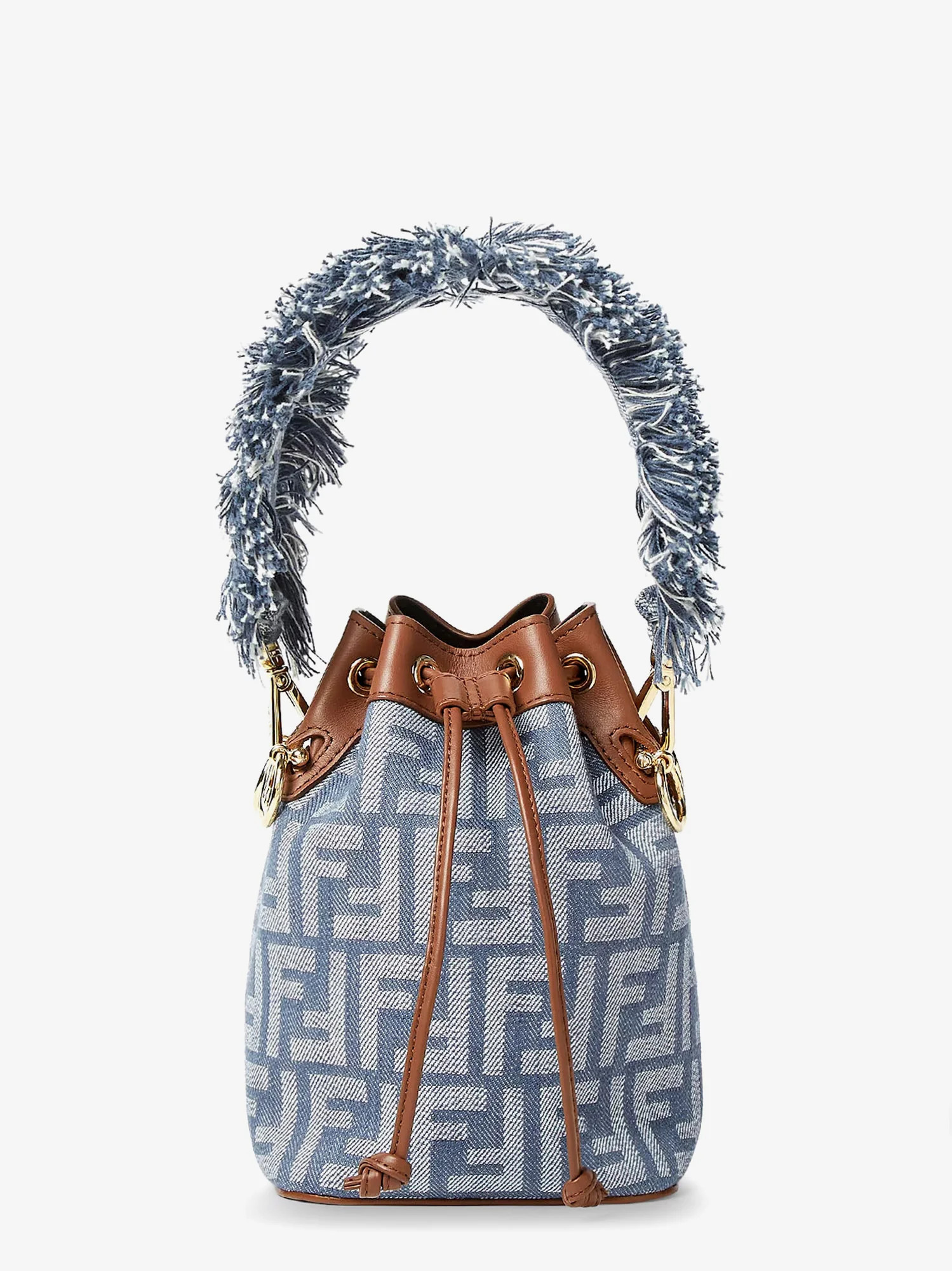 Mon Tresor jacquard FF fabric and leather bucket bag - FENDI - gender_Woman | Nugnes 1920