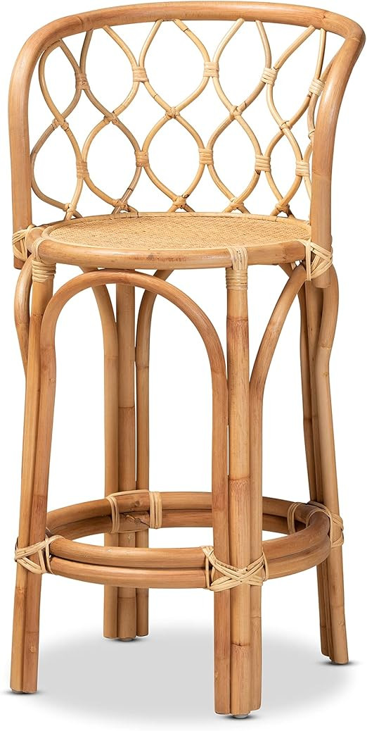 bali & pari Diana Modern and Contemporary Light Honey Rattan Counter Stool | Amazon (US)