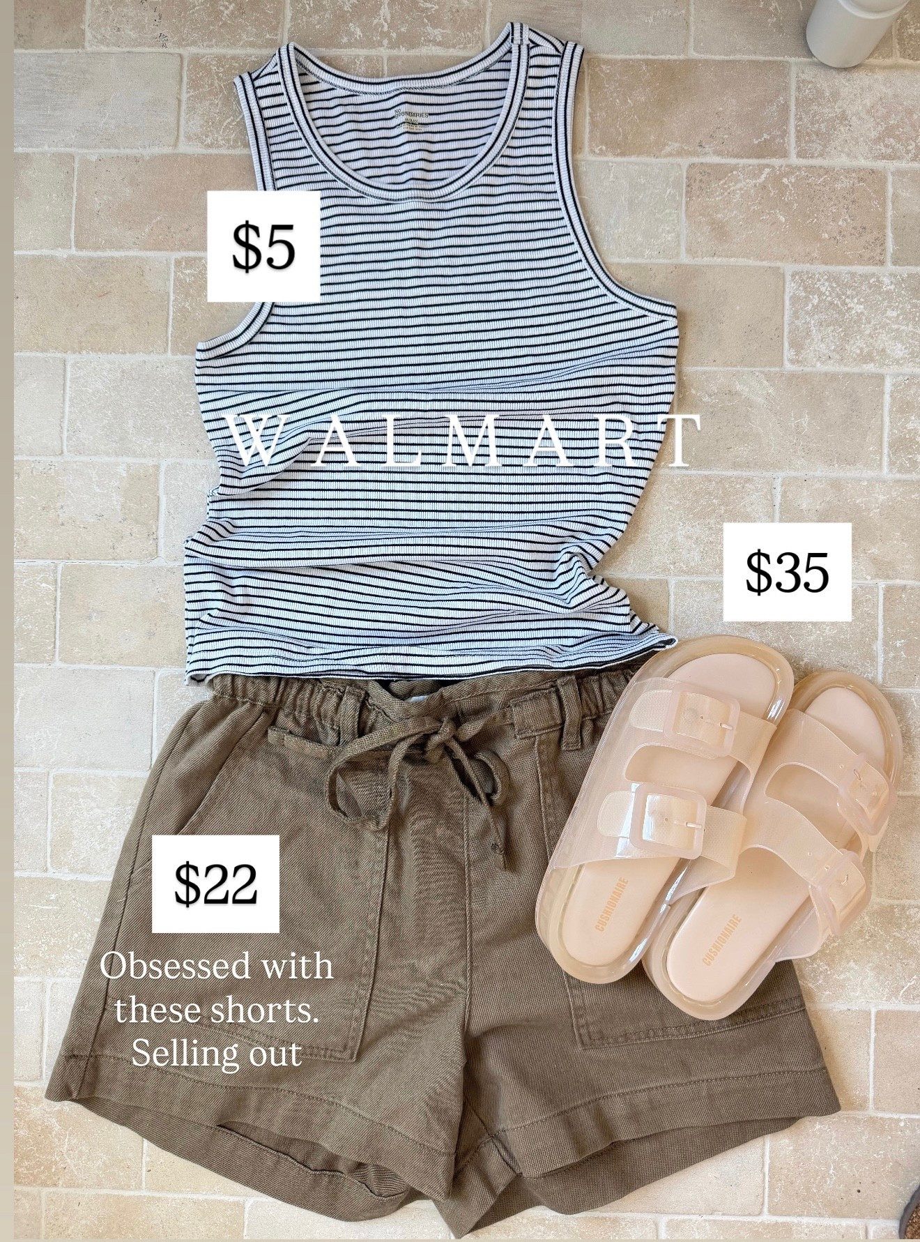 Thanks to #WalmartPartner for this easy, casual luxe outfit that looks good without trying too hard. Perfect for spring, summer, or even spring break… I’m packing pieces like this. This striped tank is just $5 and goes with everything, these twill shorts are so comfortable and already selling out, and the sandals are such a good affordable find that work with so many outfits.

#walmartstyle @WalmartStyle