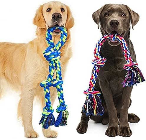 Feeko Dog Rope Toys for Large and Medium Aggressive Chewers, 2 Pack Heavy Duty XL Dog Rope Toy for L | Amazon (US)