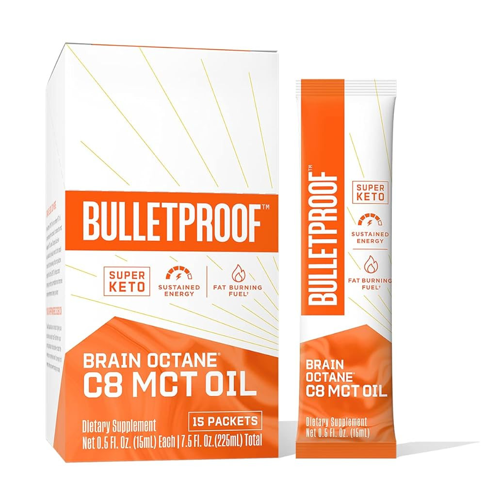 Bulletproof Brain Octane C8 MCT Oil Packets, Pack of 15, Keto Supplement for Sustained Energy | Amazon (US)