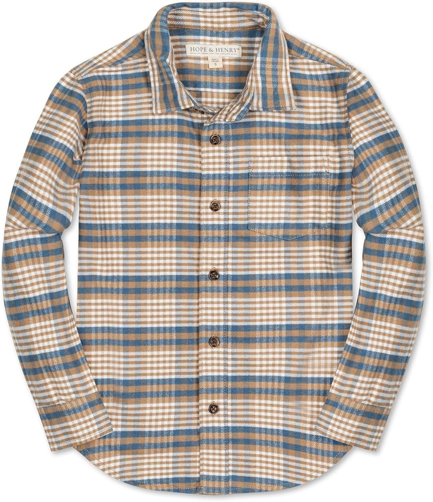 Hope & Henry Boys' Long Sleeve Brushed Cotton Flannel Button Down Shirt | Amazon (US)
