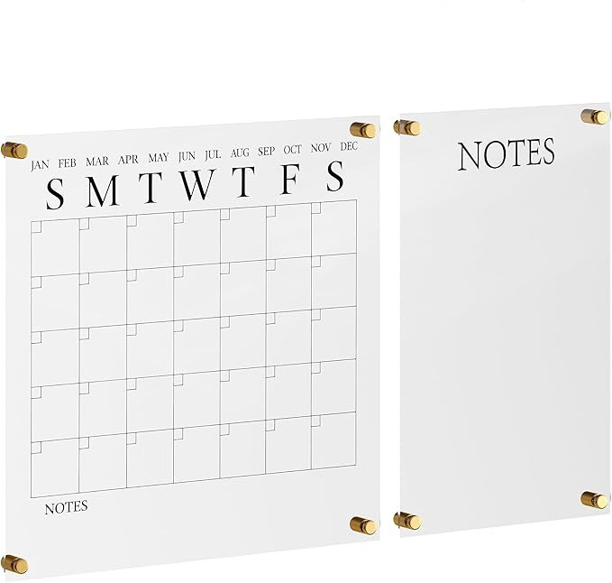 Martha Stewart Grayson Acrylic Wall Calendar and Notes Board with Dry Erase Marker, Clear with Bl... | Amazon (US)