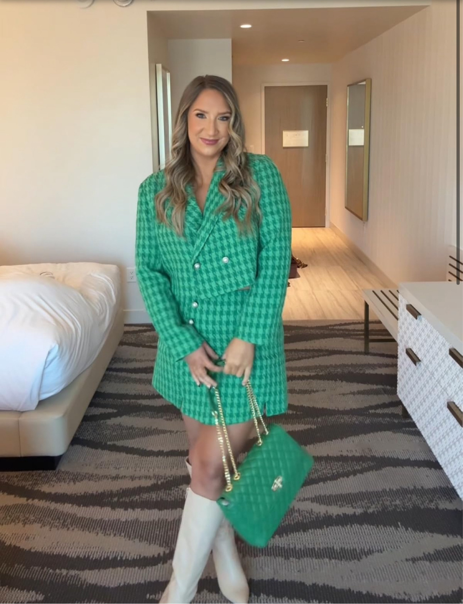 Living for this green moment 💚💚

Seasonal fall autumn shopping two piece set checkered purse unique quilted  team boots 

#LTKSeasonal #LTKStyleTip #LTKShoeCrush