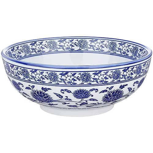 Alipis Blue and White Chinese Porcelain Bowl: 8-Inch Ceramic Chinoiserie Asian Serving Bowl for Noodles, Pasta, Soup, Salad, Rice, Fruits, Udon, Soba, Porridge | Amazon (US)