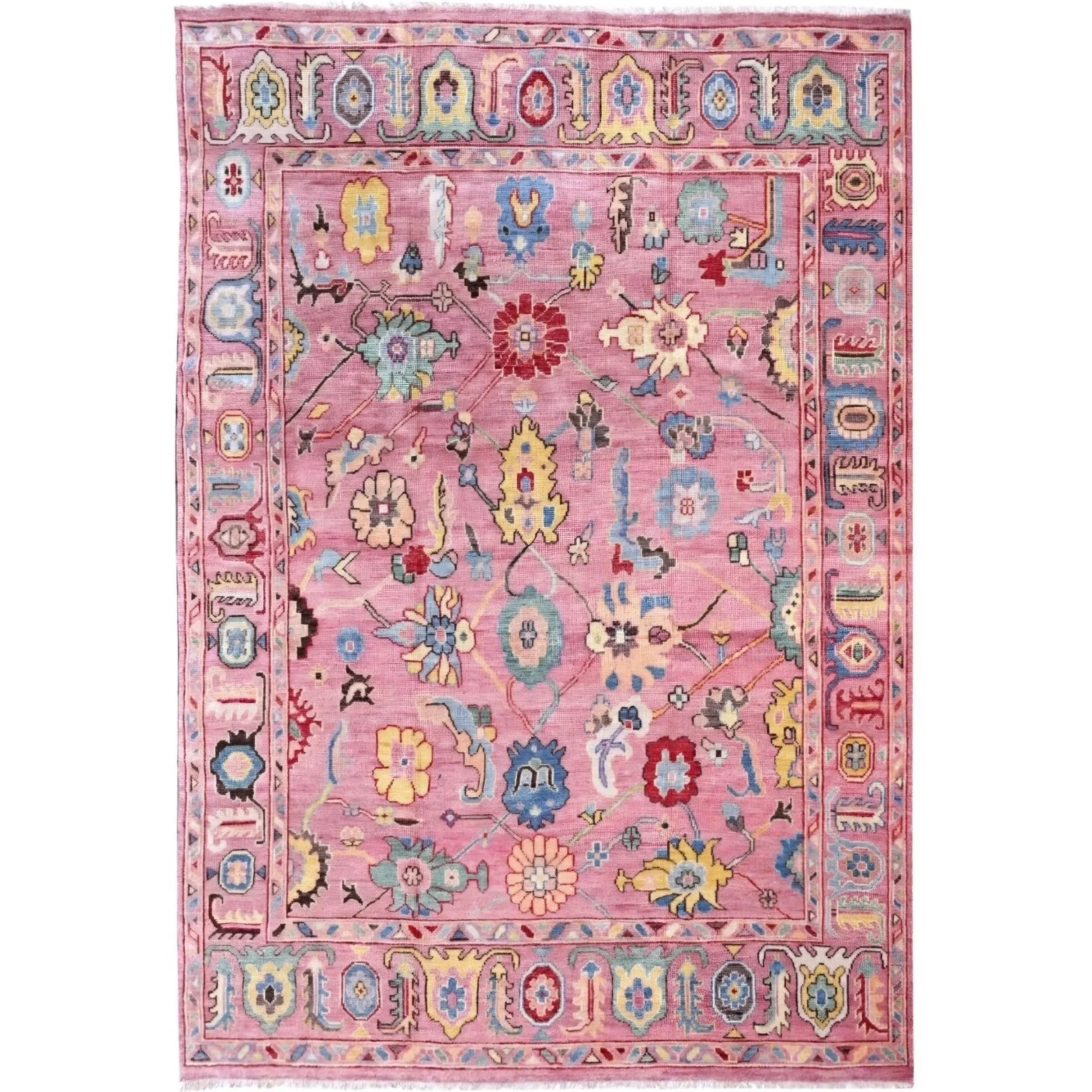 8x10 Pink Oushak Hand-Knotted Wool Area Rug Modern Carpet (Multiple Sizes) | Walmart (US)