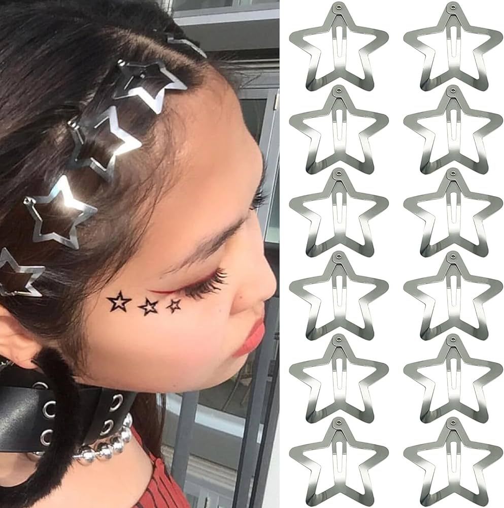 GKETN 12 PCS 1.61" Star Hair Clips Snap Hair Barrettes Non Slip Star Hair Accessories for Girls W... | Amazon (US)