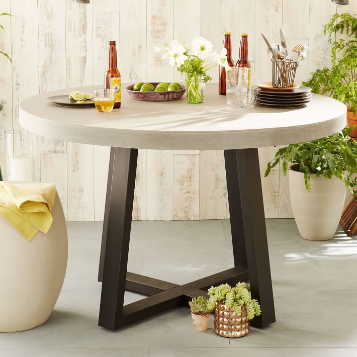 Malfa Outdoor Round Dining Table (32" - 48") | West Elm (US)