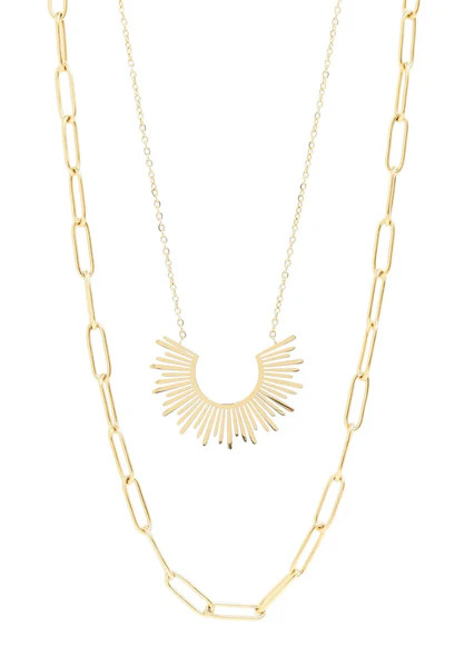 hailey layered paperclip necklace & sunburst charm necklace | Bella Rey Designs