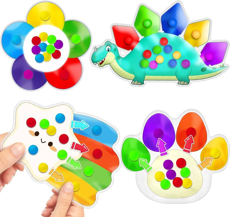 4PC Color Sorting Sensory Toys for Toddler, Travel Toys Roadtrip Activities for Kid 3-5 Fine Moto... | Amazon (US)