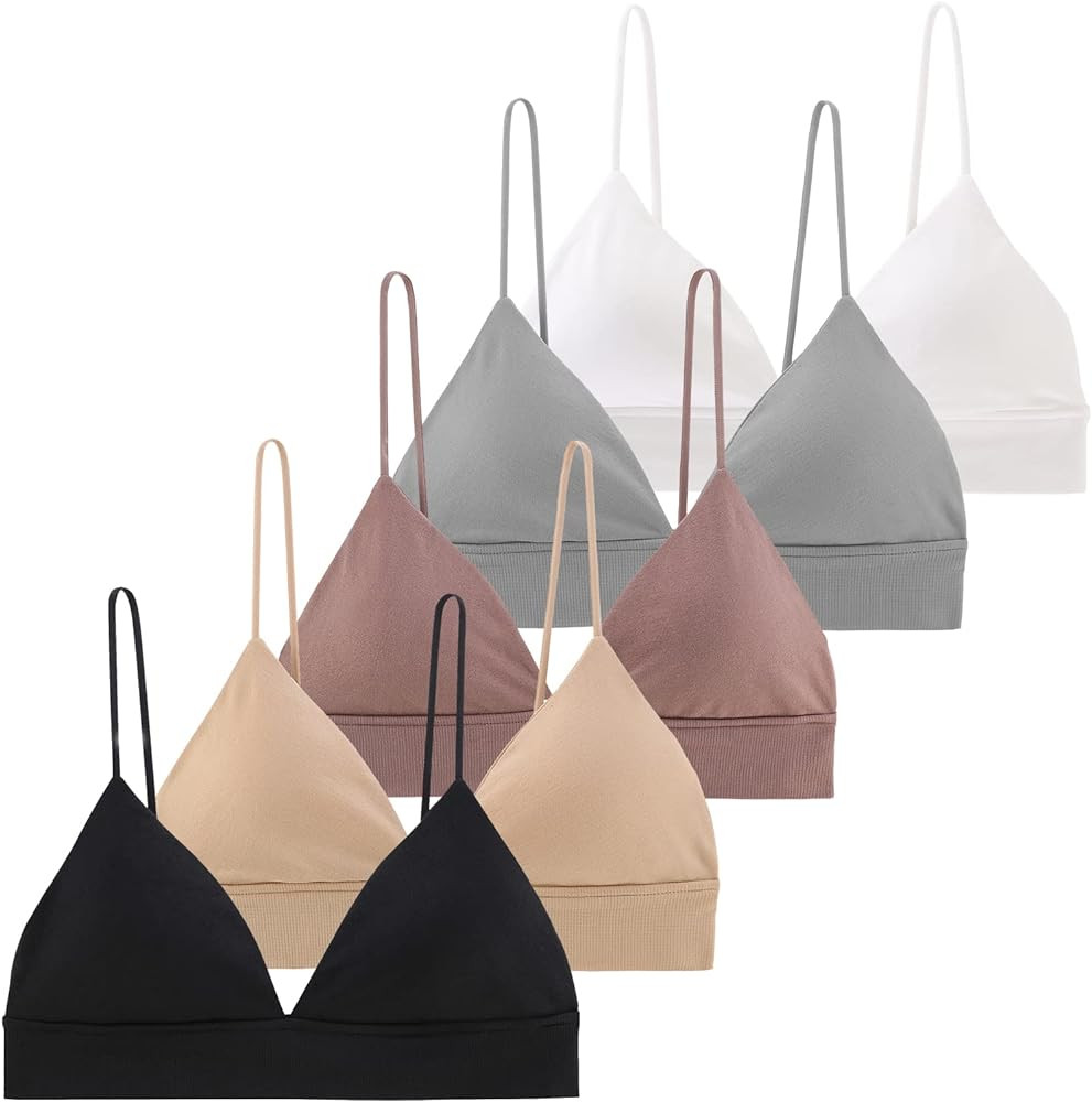 INIBUD Bralette for Women Triangle Cups Removable Padded Wire Free Pull On Closure | Amazon (US)
