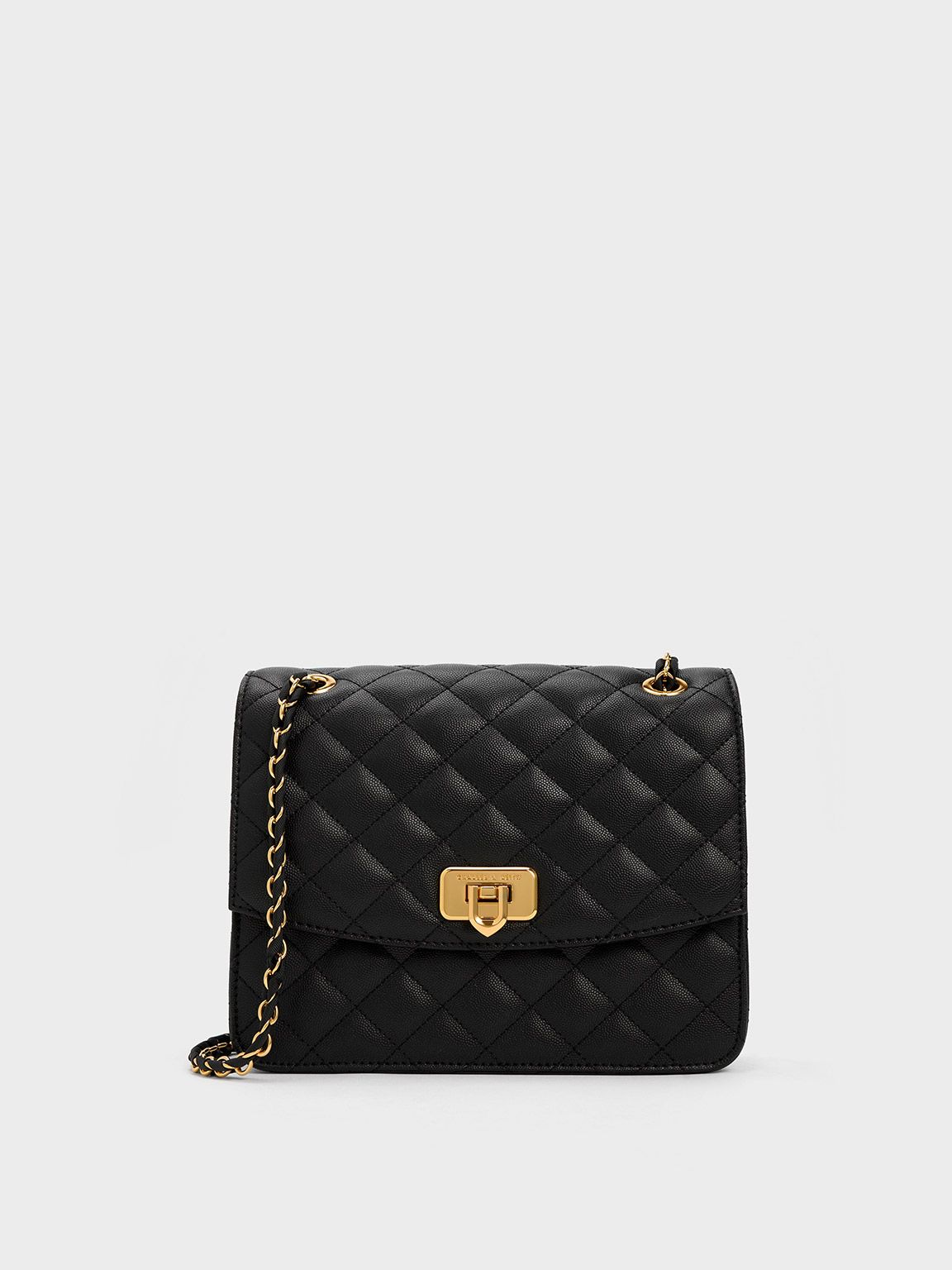 Cressida Quilted Chain Strap Bag
 - Black | Charles & Keith UK