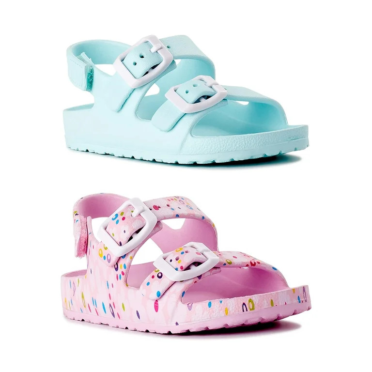Wonder Nation Girls’ Two Buckle Sandals, 2-Pack | Walmart (US)