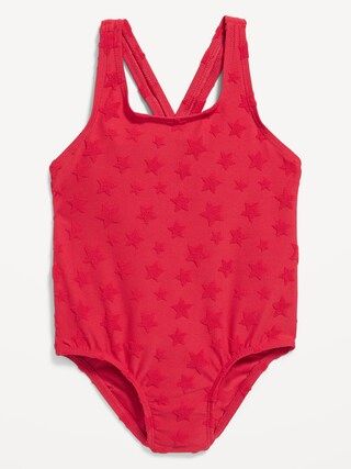 Textured-Terry Back Tie-Cutout One-Piece Swimsuit for Toddler Girls | Old Navy (US)