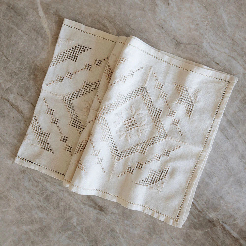 Heirloom Embroidered Table Throw No. 6270 | Roan Iris