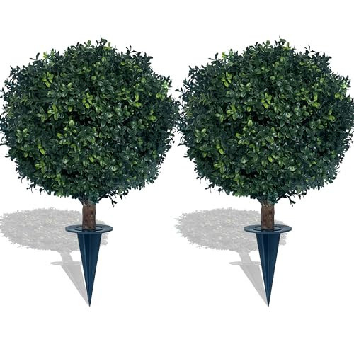 kyesyes Artificial Boxwood Ball Bush 27" Tree UV Resistance Rated with Spike. Easy to Push in The Ground.Plant Looks Great in a Planter Anywhere. Indoor/Outdoor Decor 2 Pack | Amazon (US)