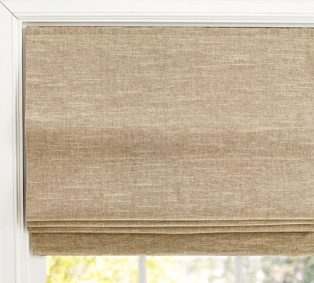 Custom Emery Linen/Cotton Cordless Roman Shade, 21 x 48", Oatmeal | Pottery Barn (US)
