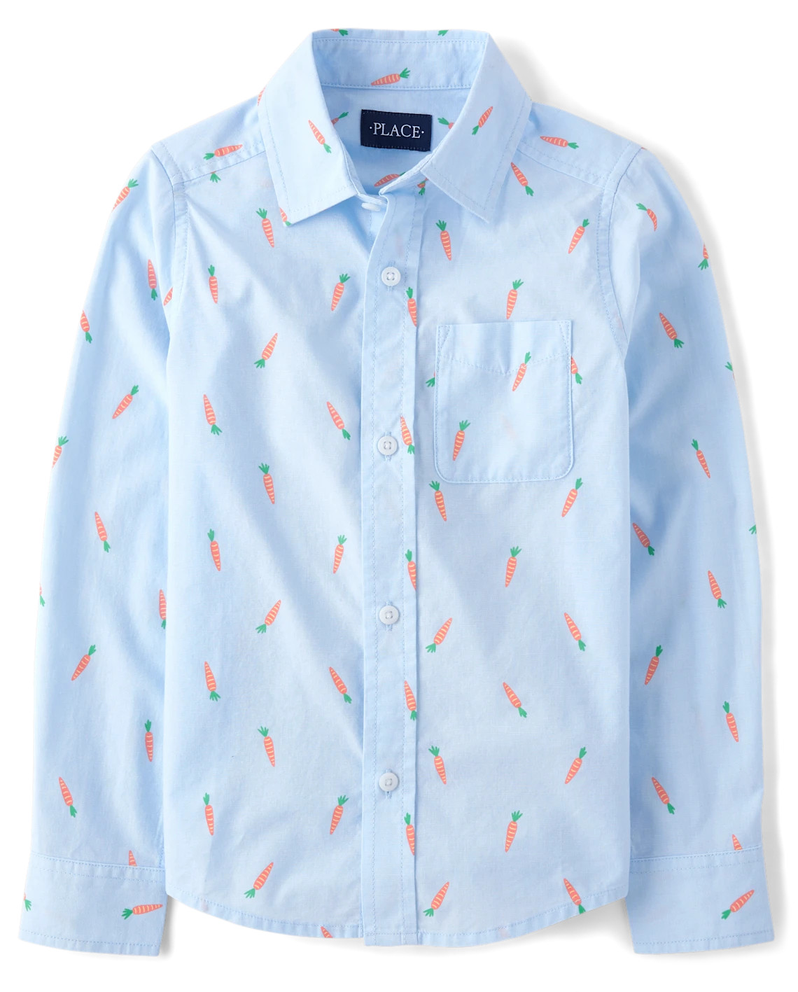 Boys Carrot Poplin Button Up Shirt - blue | The Children's Place