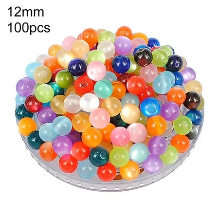 harmtty 100Pcs 8/10/12mm Colorful Round Resin DIY Handmade Charming Beads Jewelry Accessories for Formal Dress Multicolor | Walmart (US)