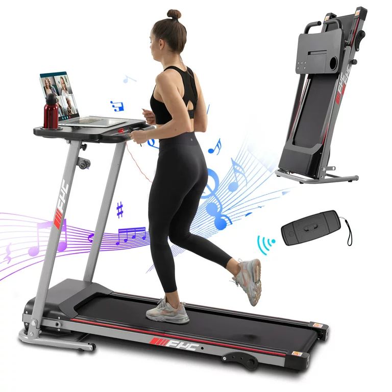 FYC 2.5HP Folding Treadmill with Desk/Bluetooth/Incline - Compact Electric Treadmill for Running ... | Walmart (US)