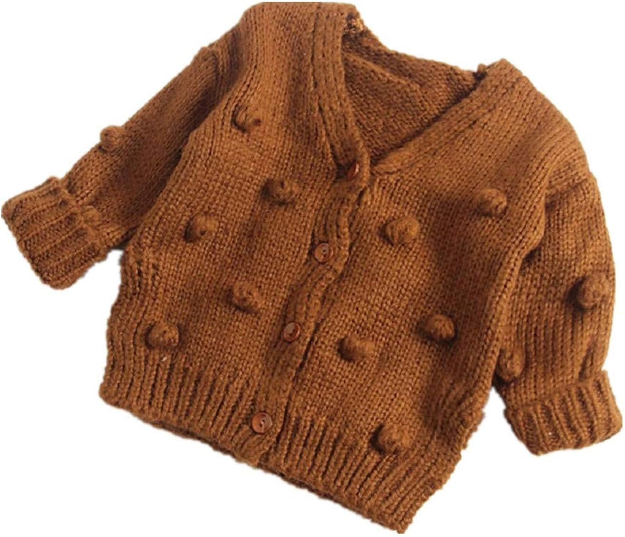 Toddler Baby Girls Winter Coat Pompom Button Knit Sweater Cardigan Kids Long Sleeve Warm Jacket O... | Amazon (US)