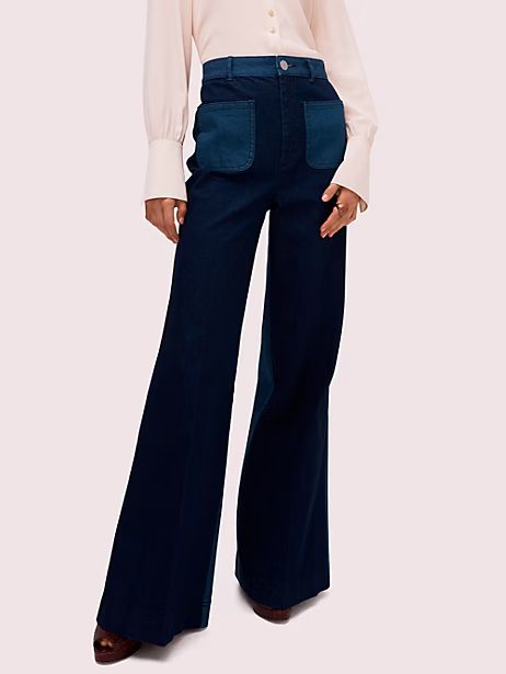 colorblock denim flare pant | Kate Spade (US)