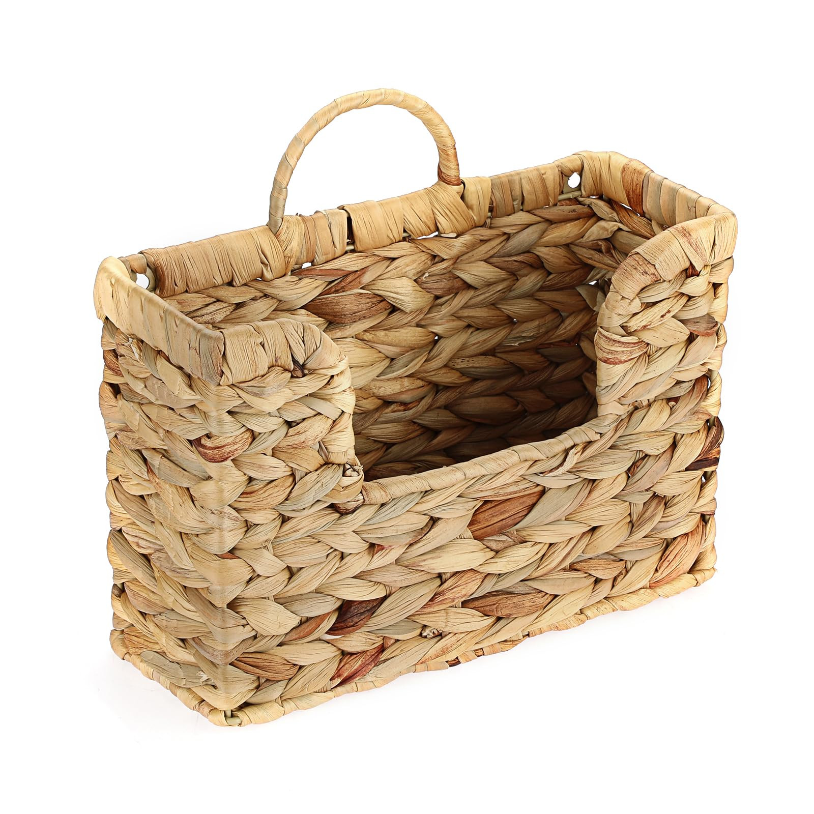 BTSKY Woven Hanging Magazine Holder, Water Hyacinth Magazine Basket, Wall Mounted Storage Basket ... | Amazon (US)