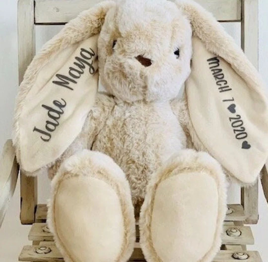 Personalized Bunny,beige Custom Bunny Plush Toy Bunny,newborn Gift,baby Girl Flower Girl Birthday... | Etsy (US)