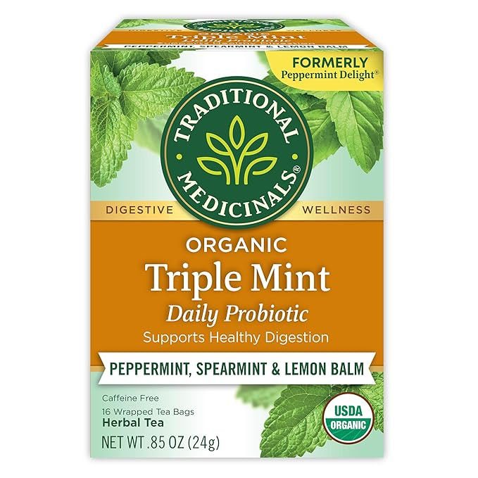 Traditional Medicinals Tea, Organic Triple Mint, Supports Healthy Digestion, Includes 16 Tea Bags | Amazon (US)