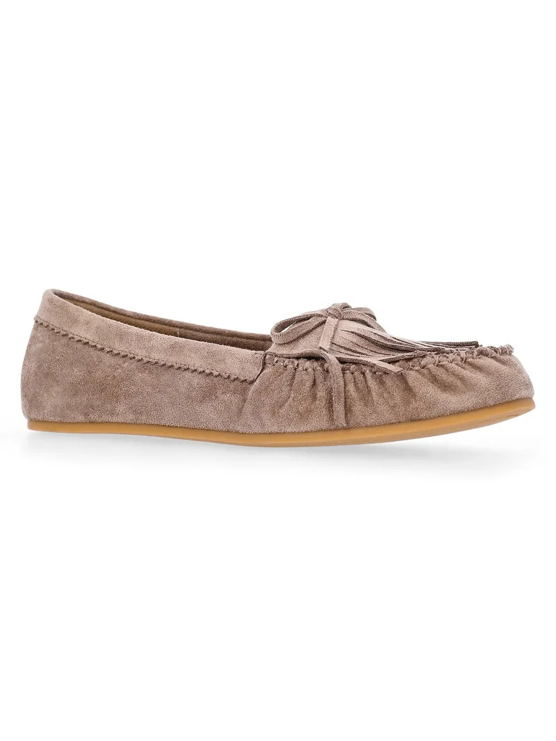Time and Tru Women's Fringe Suede Moccasins | Walmart (US)
