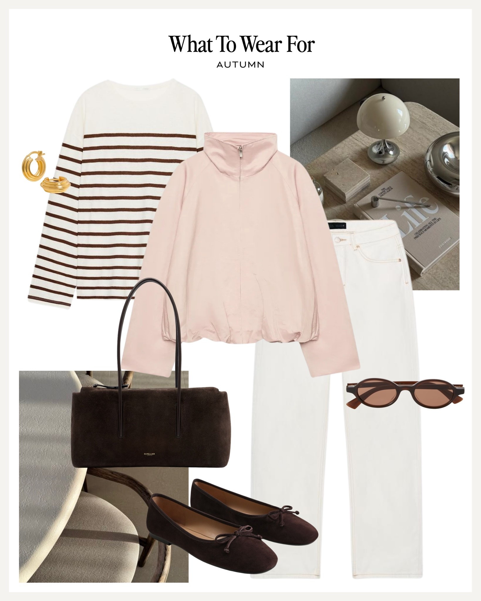 Transitional jackets 🧥 

Zara bomber, striped top, ballet flats, white jeans, suede bag, autumn fashion

#LTKautumn