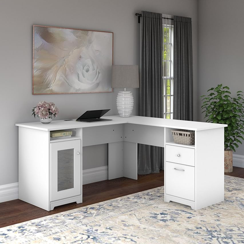 Bush Furniture Cabot 60W L Shaped Computer Desk, White | Amazon (US)