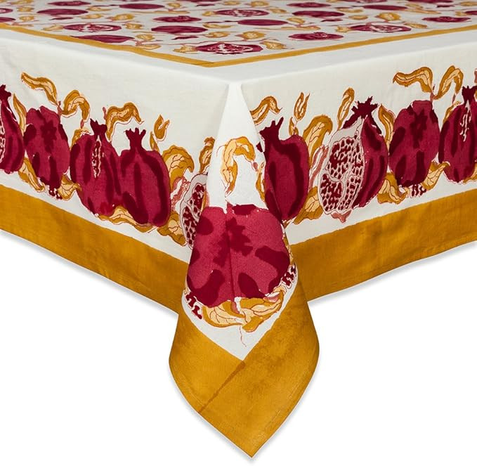 Couleur Nature Pomegranate Tablecloth, 59-inches by 59-inches, Yellow | Amazon (US)