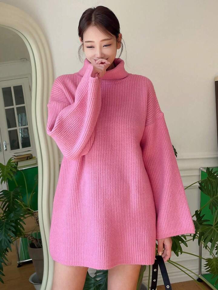 DAZY Turtleneck Drop Shoulder Sweater,Long Sleeve Tops | SHEIN