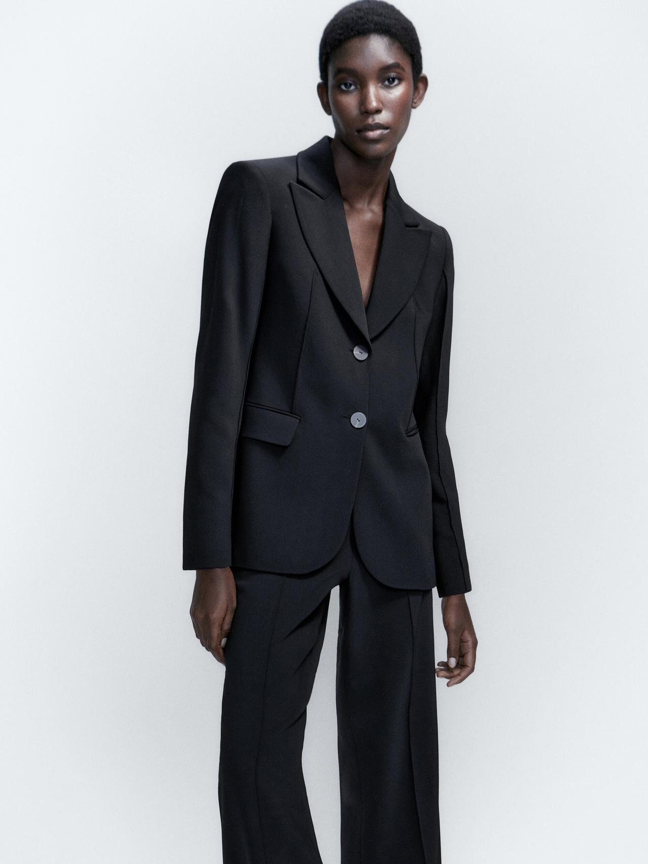 Black two-button suit blazer | Massimo Dutti US