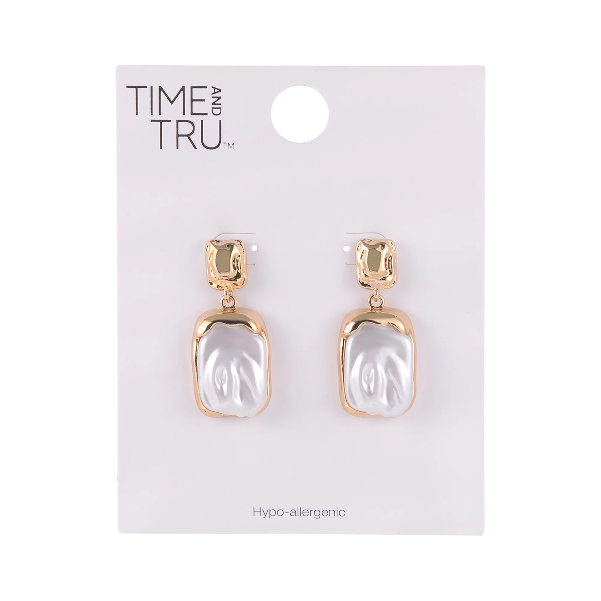 Time and Tru Goldtone Acrylic Inset Square Drop Earring | Walmart (US)