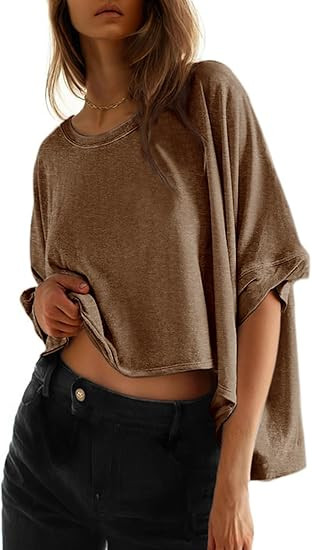 Dokotoo Summer Shirts 2025 Womens Solid T Shirts for Women Loose Oversized Tops Basic Tee | Amazon (US)