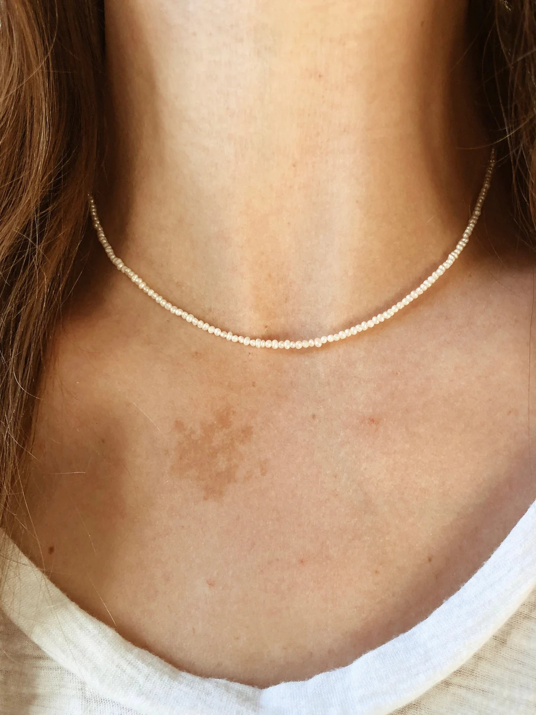 Tiny Freshwater Pearl Necklace - Etsy | Etsy (US)
