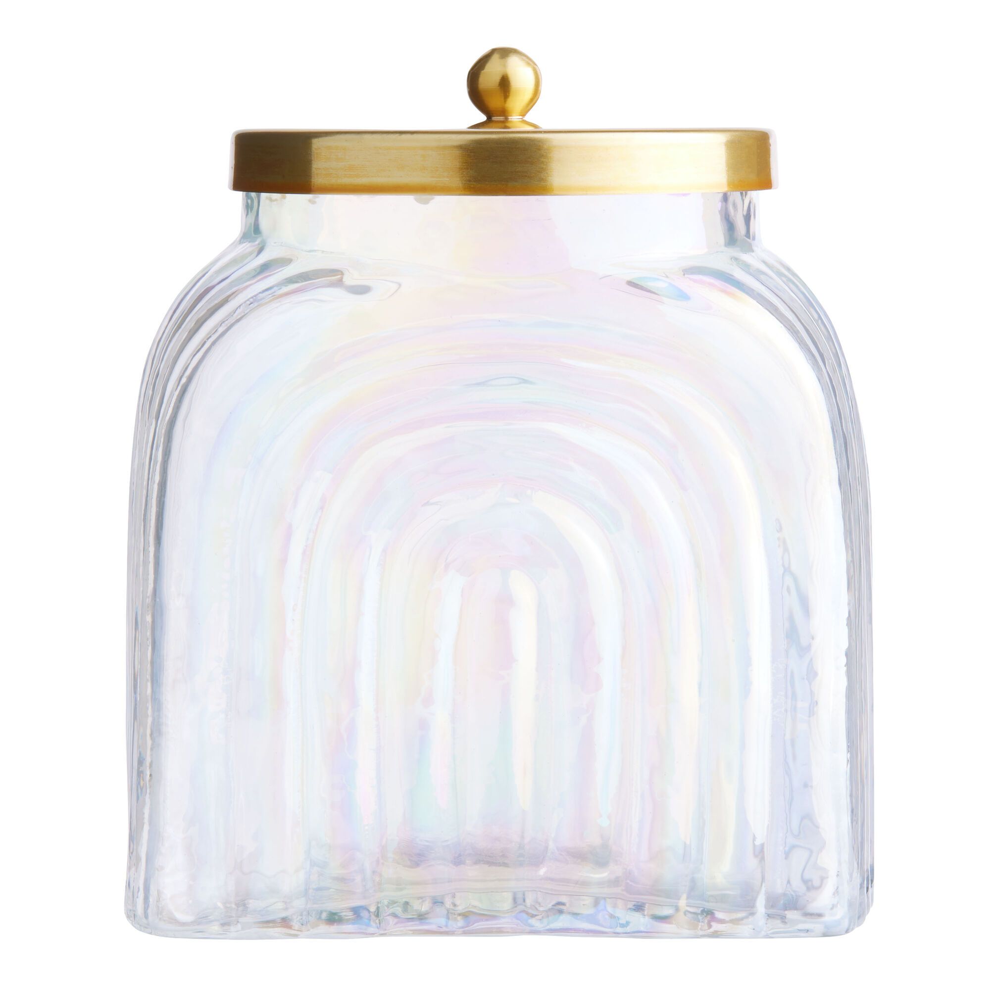 Iridescent Glass Arches Canister with Gold Lid | World Market