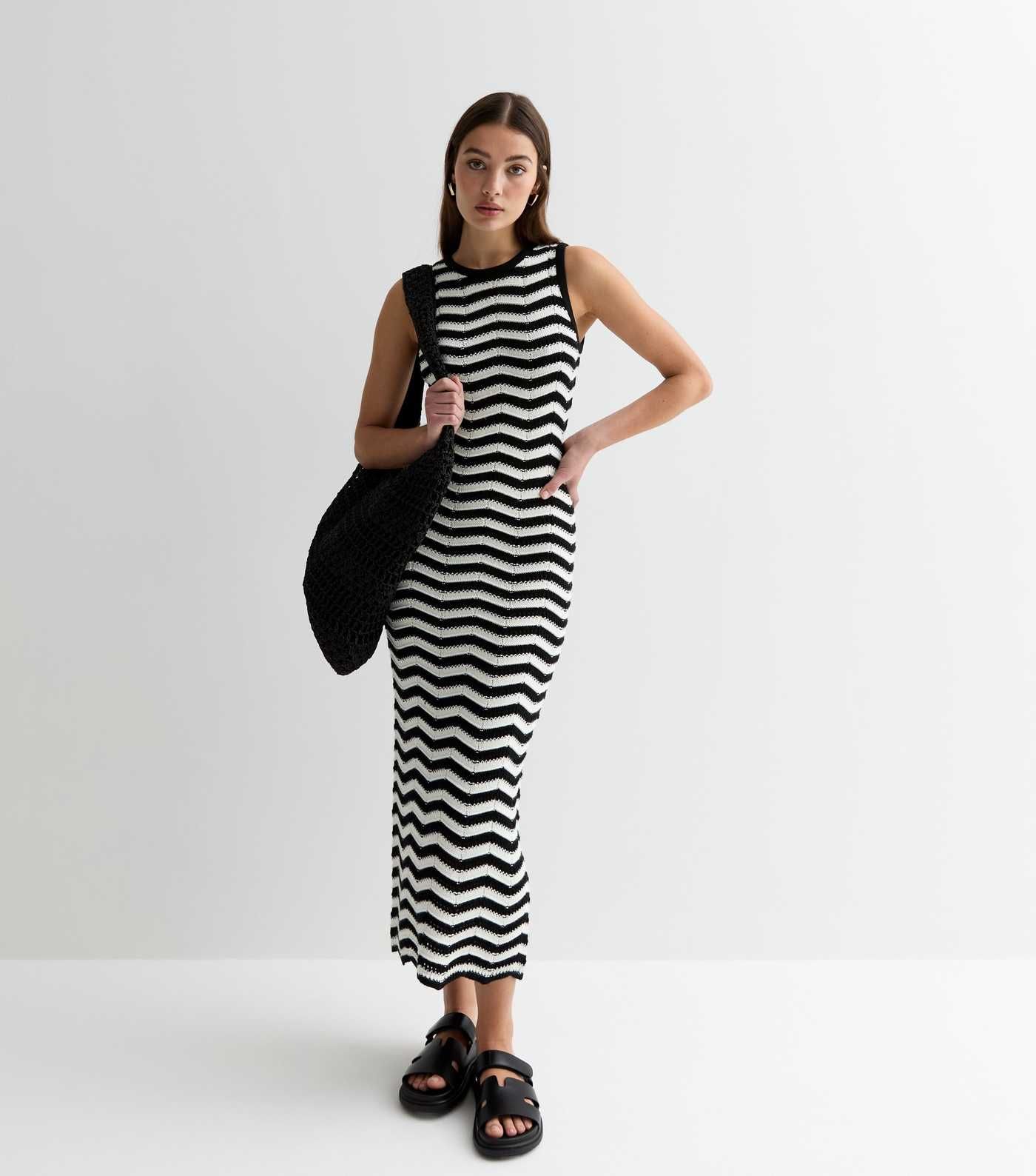 Black Stripe Knit Sleeveless Bodycon Maxi Dress
						
						Add to Saved Items
						Remove from... | New Look (UK)