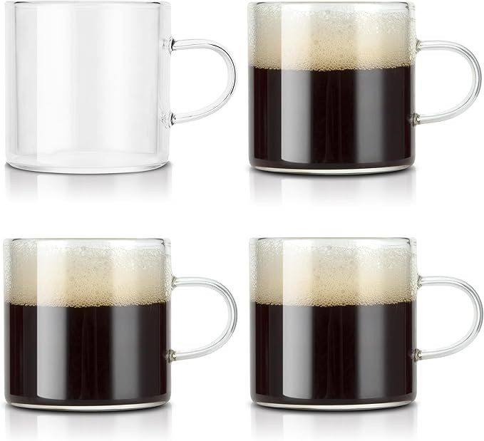 YMMIND 4-Pack 4oz Espresso Cups Espresso Shot Glasses with Handle, Small Glass Coffee Cups, Espre... | Amazon (US)