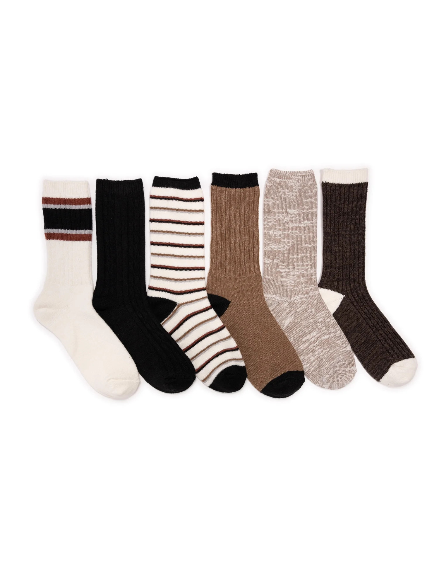 MUK LUKS Women's Fluffy Dream Crew Boot Socks, 6-Pack, OSFM | Walmart (US)