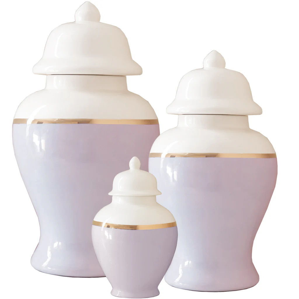 Wisteria Purple Color Block Ginger Jar with Gold Accent | Lo Home by Lauren Haskell Designs