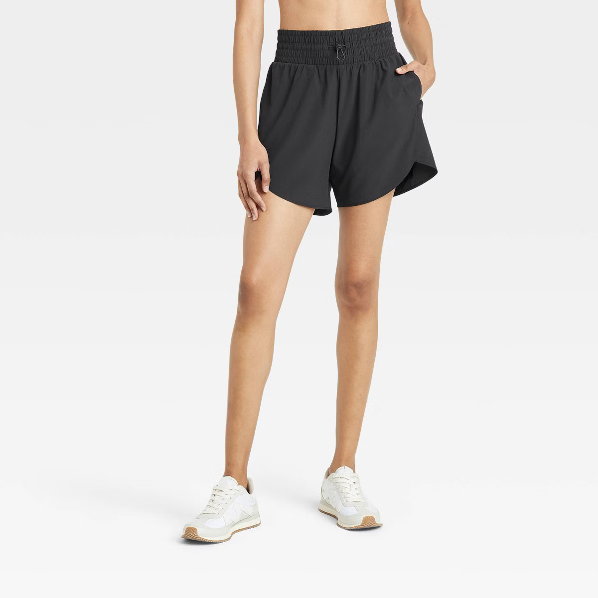 Women's Flex Woven High-Rise Shorts 5" - All In Motion™ Black S: Recycled Polyester, Spandex, A... | Target