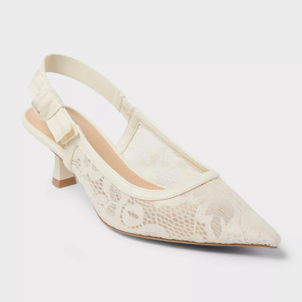 Women's Milan Slingback Pumps - A New Day™ Cream 7: Stiletto Heel, Cushioned Insole, Pointed To... | Target