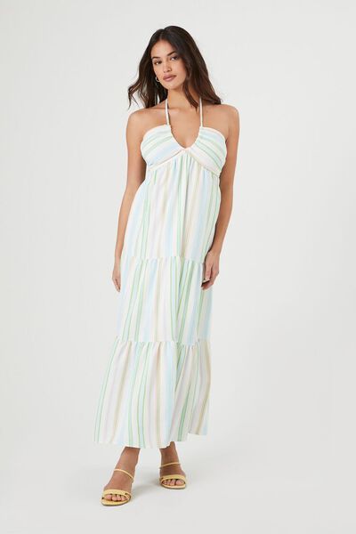 Tiered Striped Halter Maxi Dress | Forever 21