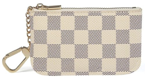 Daisy Rose Luxury Zip Checkered Key Chain pouch | PU Vegan Leather Mini Coin Purse Wallet with clasp | Amazon (US)