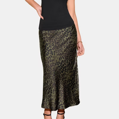 Women's Green Leopard Print Chic High Waist Skirt - Cupshe-L-Green | Target